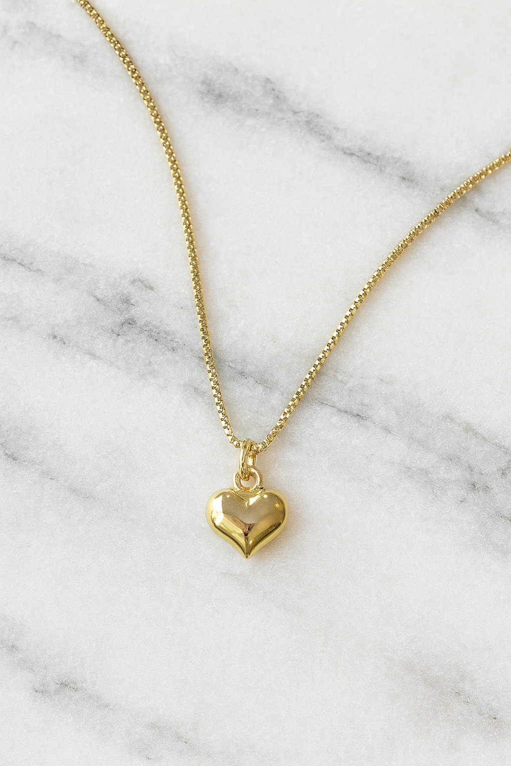 Golden Puffy Heart Necklace