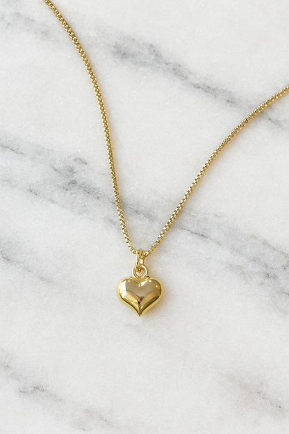 Golden Puffy Heart Necklace