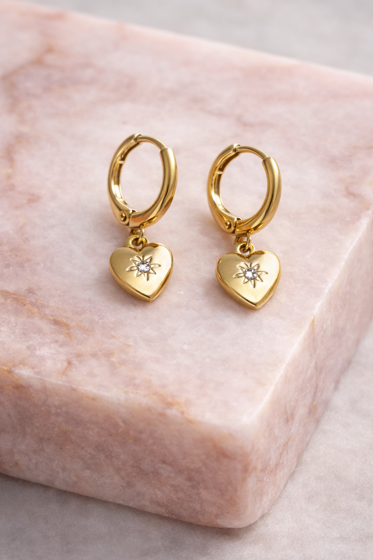 Celeste Heart Huggie Earrings