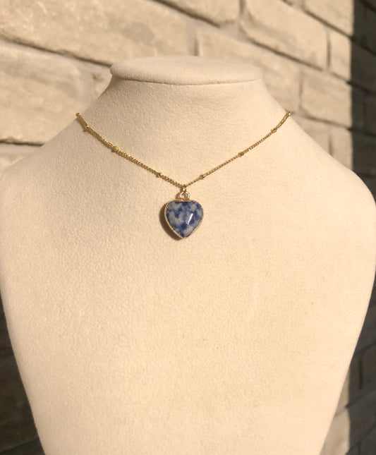 Sodalite Crystal Heart Necklace