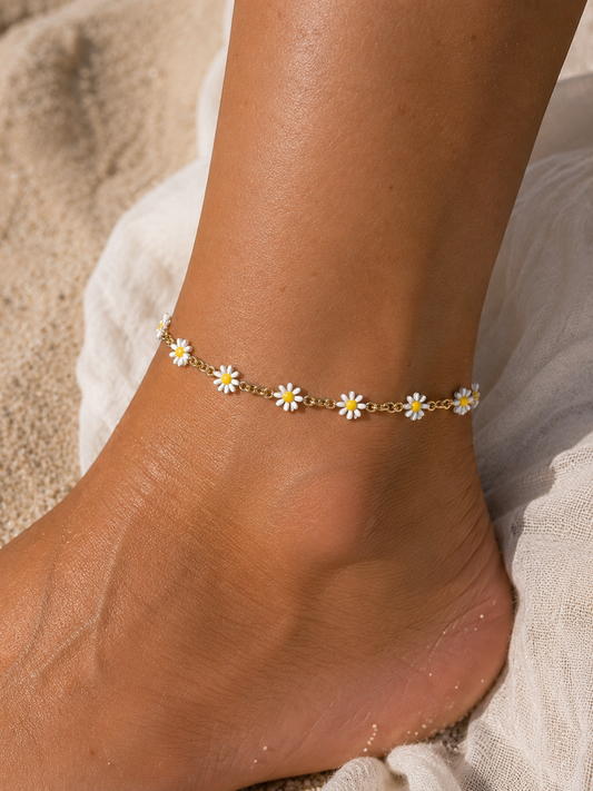 White Daisy Anklet