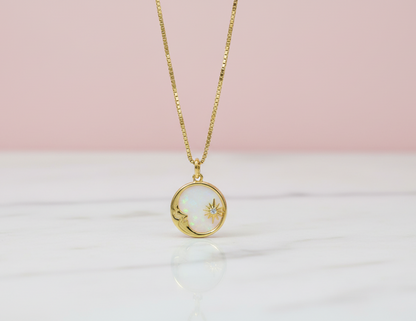 Half Moon Pearl Medallion Necklace