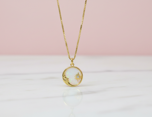Half Moon Pearl Medallion Necklace