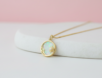 Half Moon Pearl Medallion Necklace