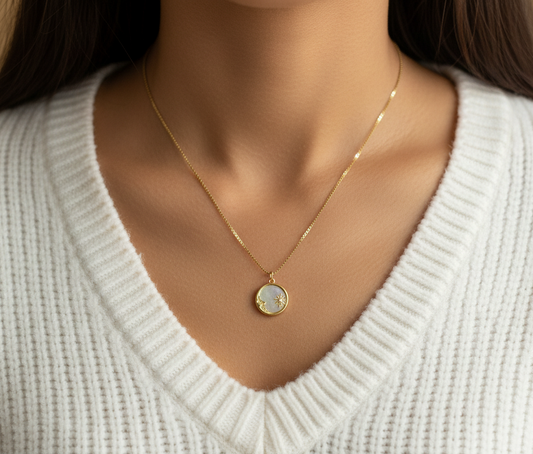 Half Moon Pearl Medallion Necklace