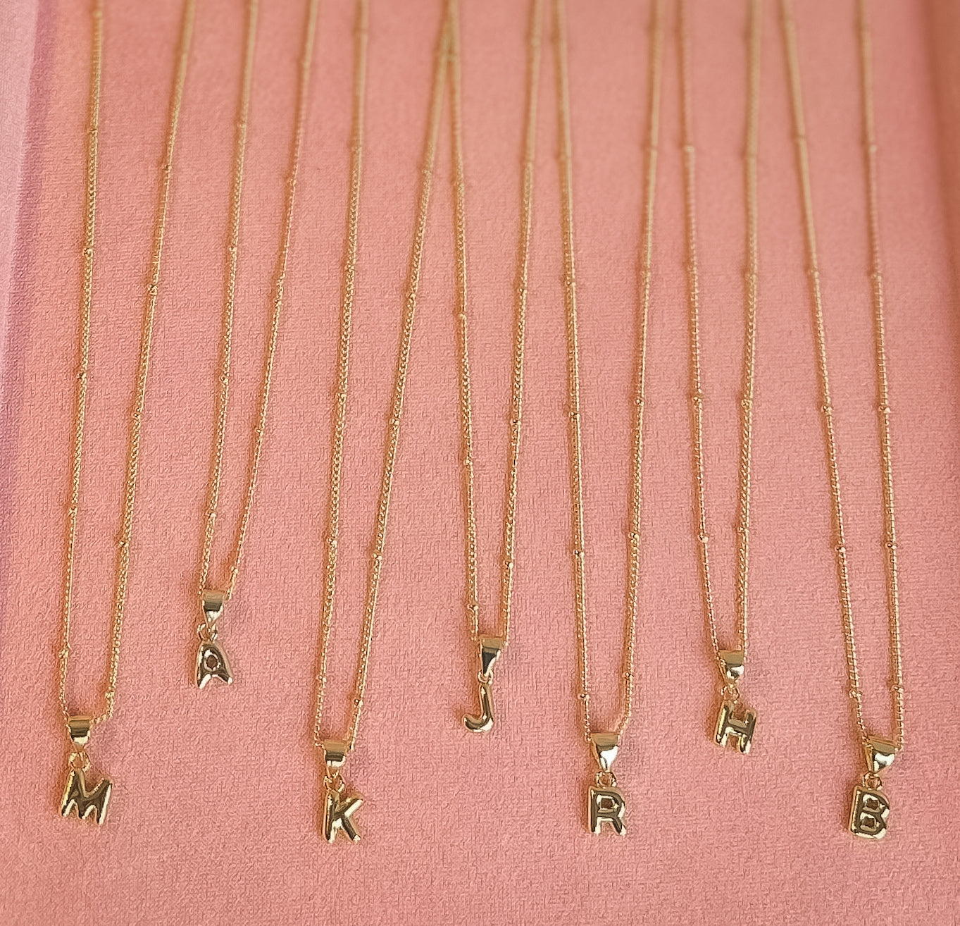 Mini Bubble Letter Necklace on Satellite Chain