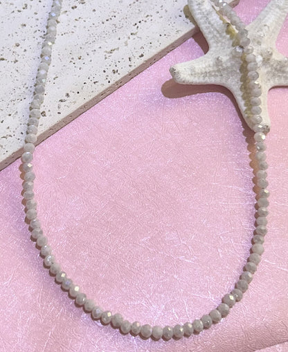 Off-White Glass Beaded Necklace