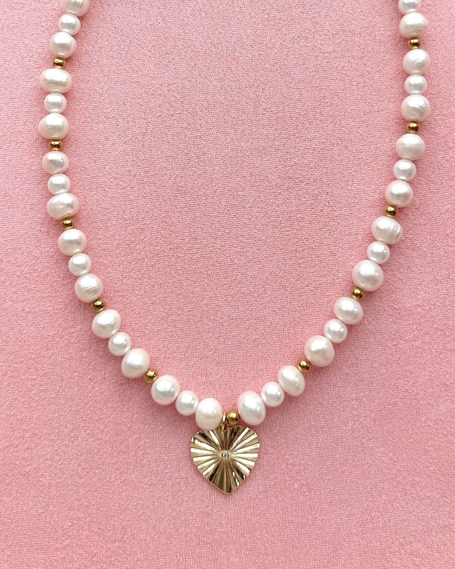 Golden Heart Freshwater Pearl Necklace