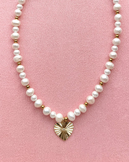 Golden Heart Freshwater Pearl Necklace