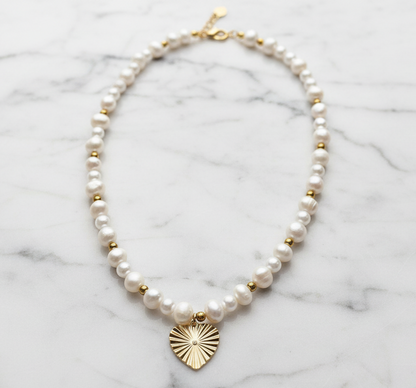 Golden Heart Freshwater Pearl Necklace