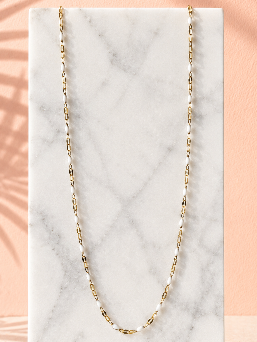 White Enamel Dapped Chain