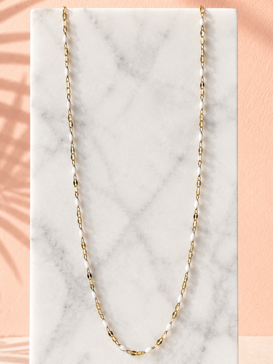 White Enamel Dapped Chain