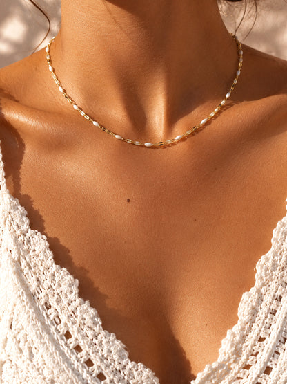 White Enamel Dapped Chain