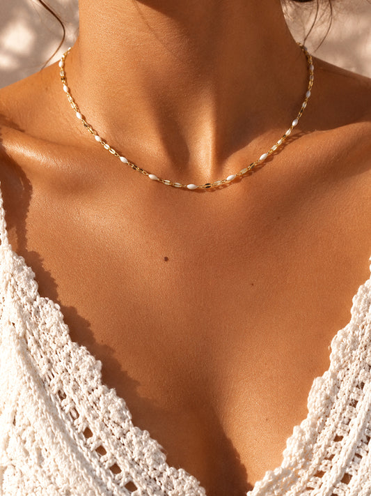 White Enamel Dapped Chain