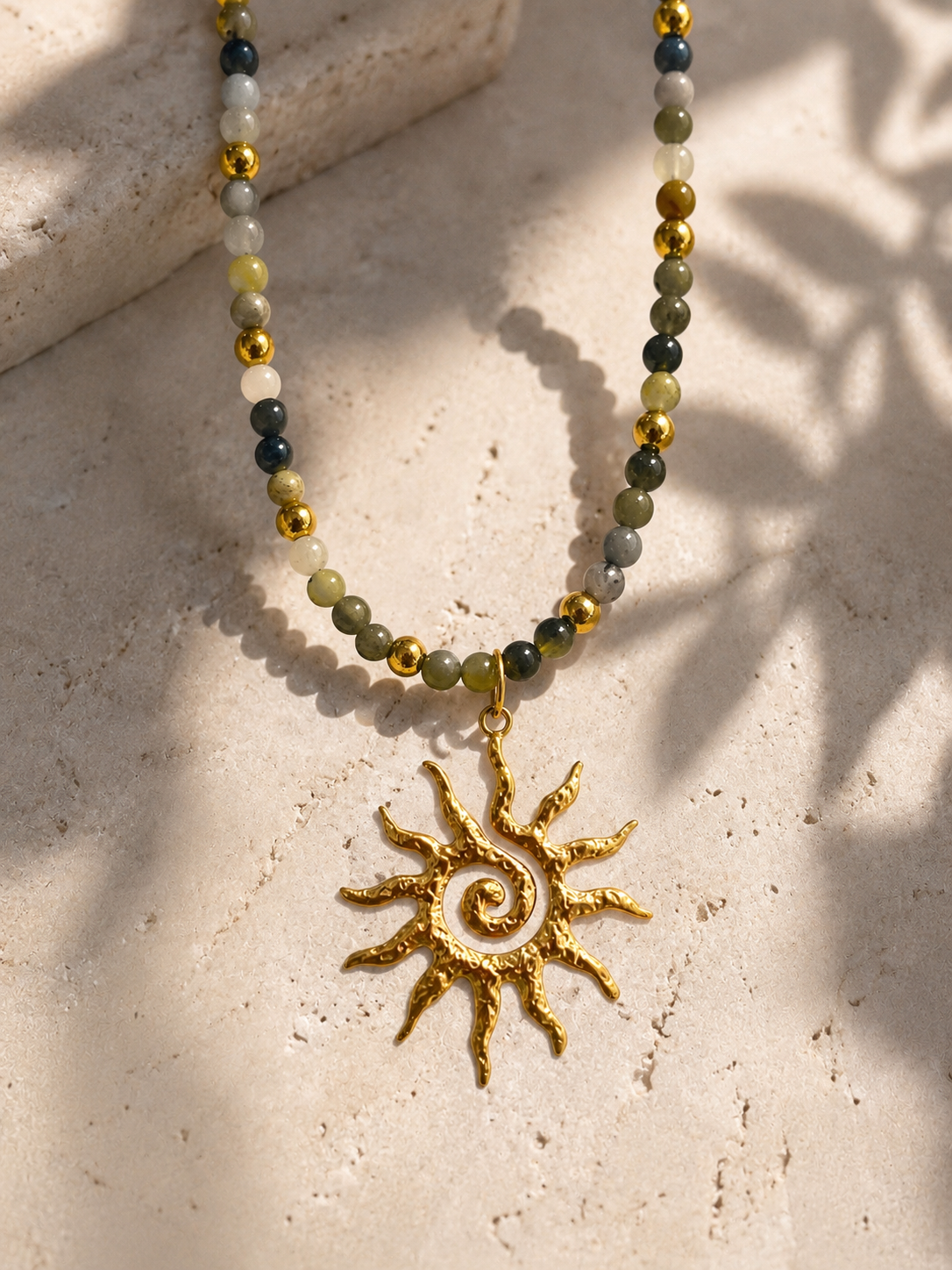 Beaded Jasper Sun Necklace