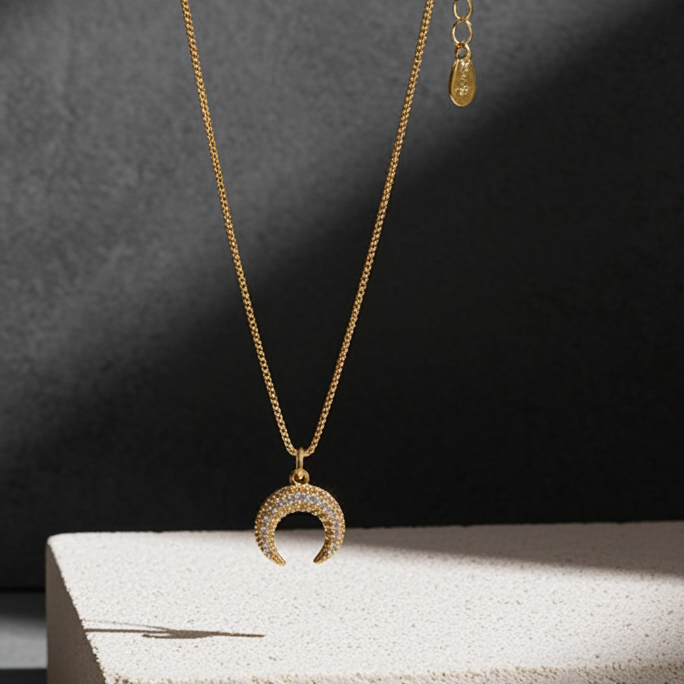 Moonlit Crescent Necklace
