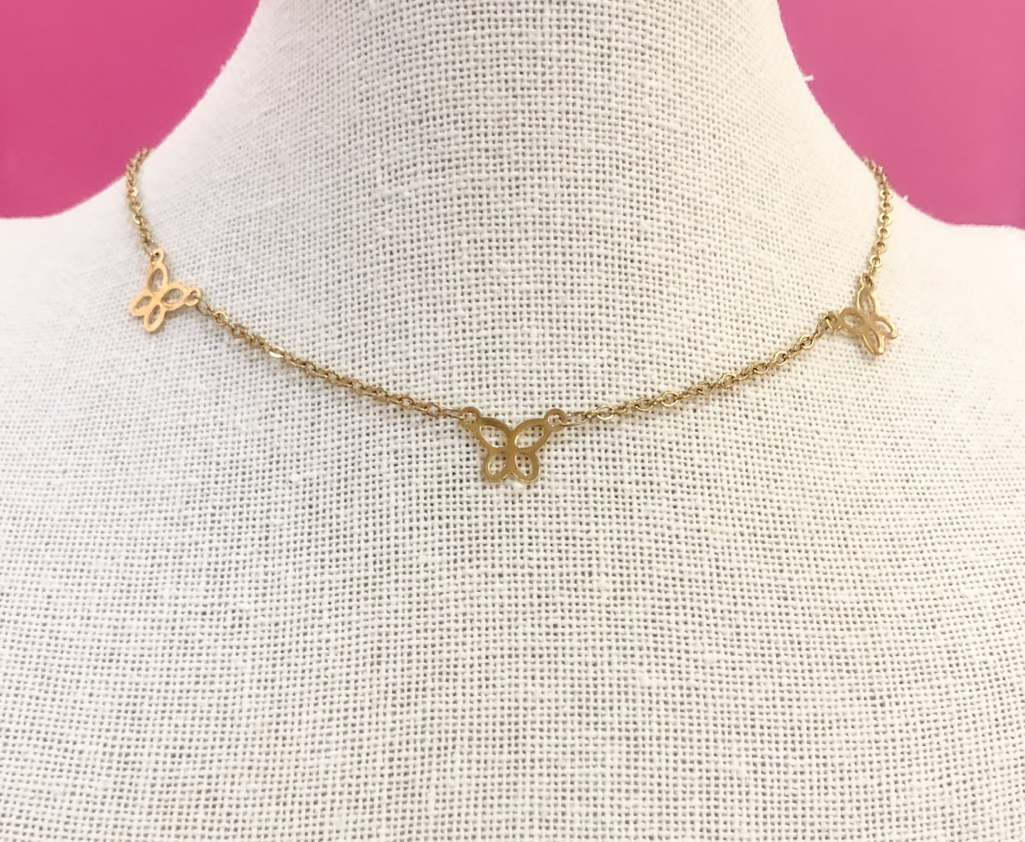 Gold Linked Butterfly Choker/Necklace