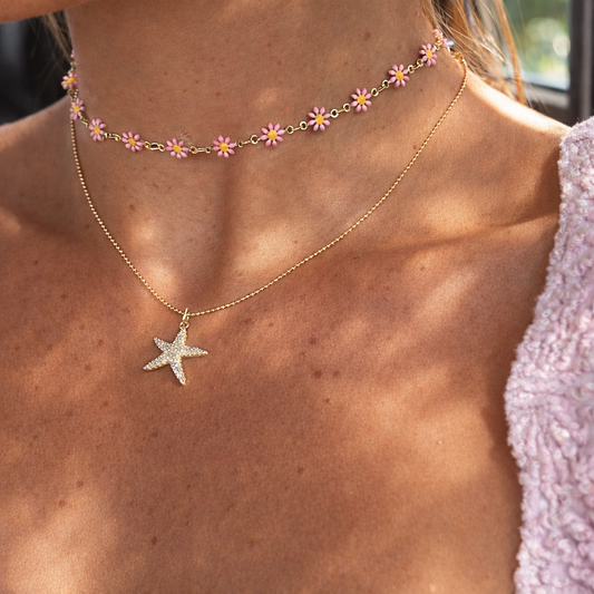 Pink Daisy Necklace