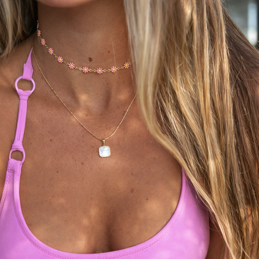 Pink Daisy Necklace