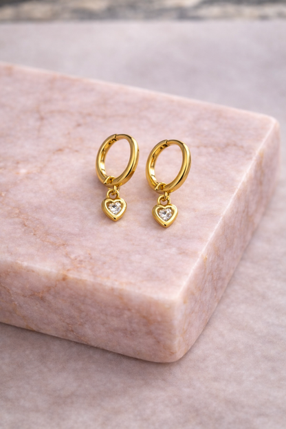 Mini Heart Quartz Huggie Earrings