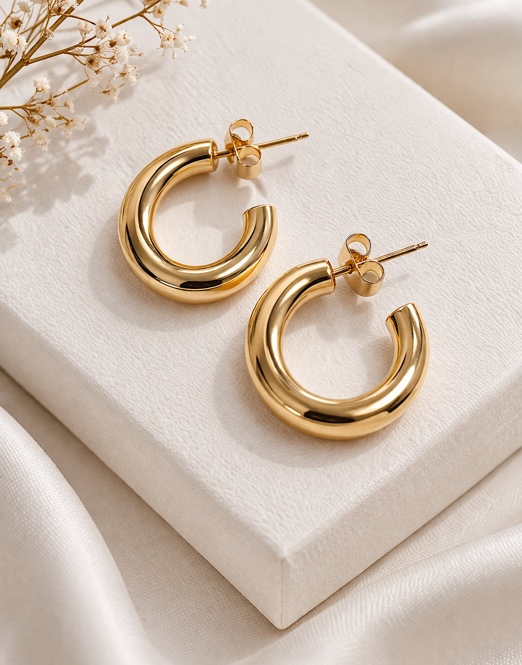 アクセサリー kensscratch chunky-hoop-18mm-pierce P030 Classic Tube Hoops – Chakra Chokers Jewelry
