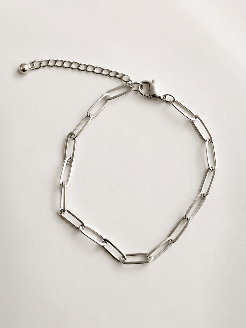 Large Link Silver Paperclip Bracelet
