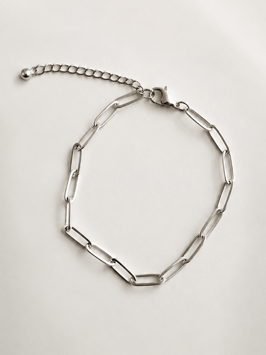 Large Link Silver Paperclip Bracelet