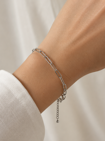 Large Link Silver Paperclip Bracelet