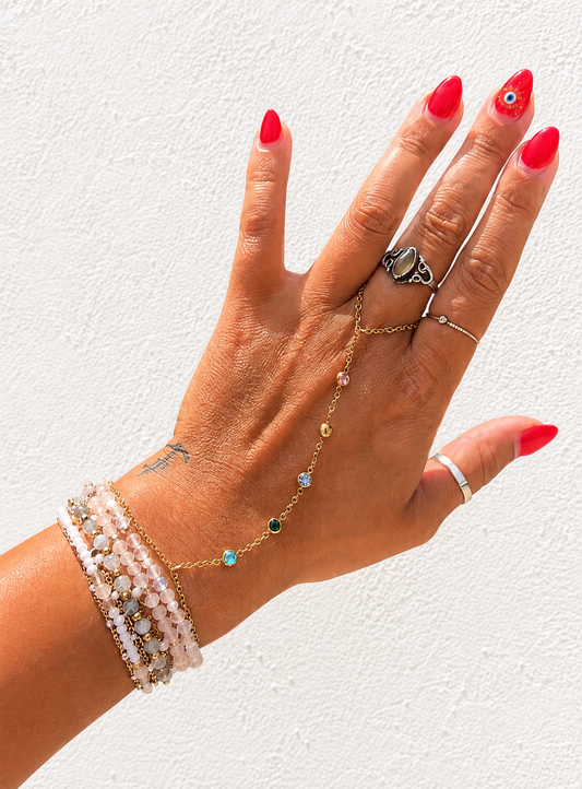 Hand Chain- Chakra Zirconia Stones