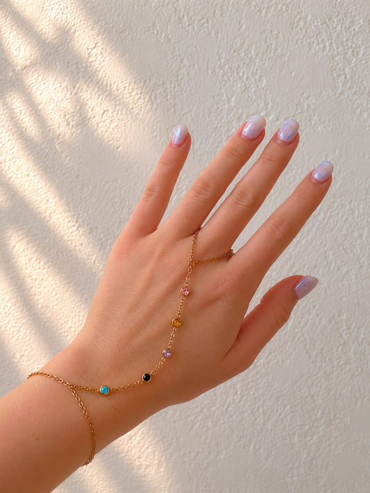 Hand Chain- Chakra Zirconia Stones