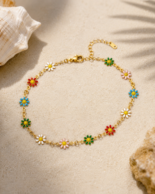 Rainbow Daisy Anklet