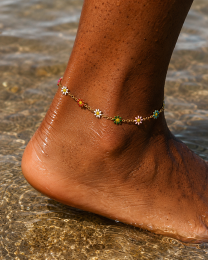 Rainbow Daisy Anklet