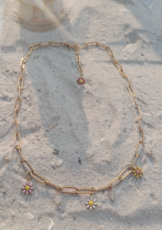 Rose Quartz Daisy Necklace