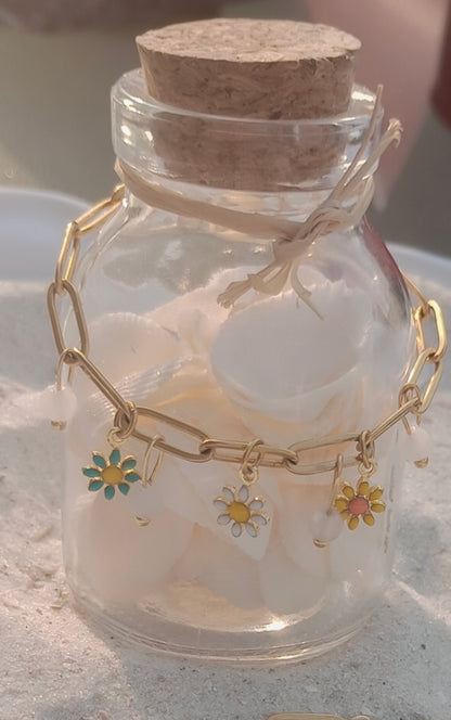 Rose Quartz Daisy Bracelet