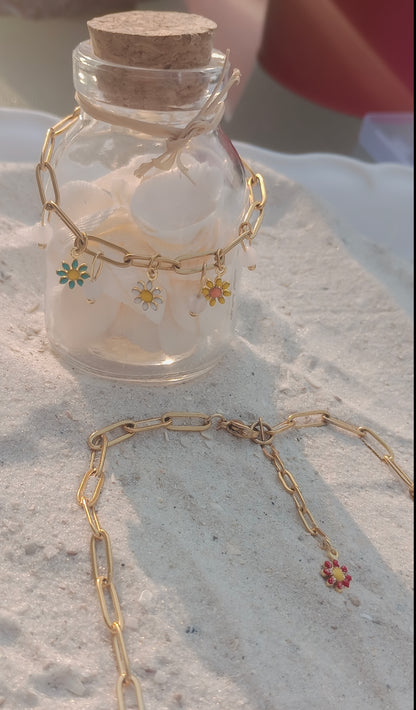 Rose Quartz Daisy Bracelet