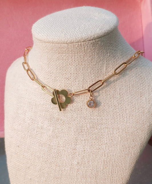 Crystal Daisy Paperclip Choker