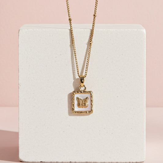 White Shell Butterfly Necklace