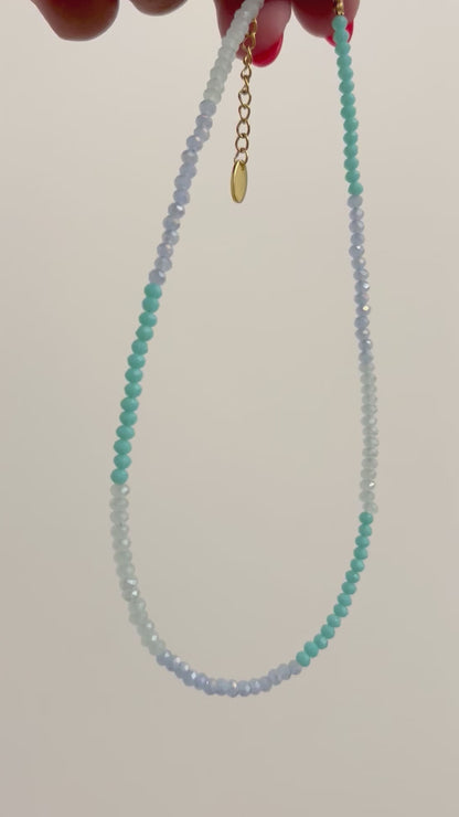 Waterfall Mixed Blue Beaded Choker