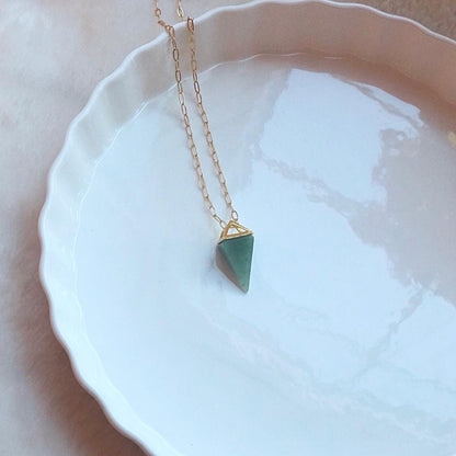 Green Aventurine Point-Pendant Necklace