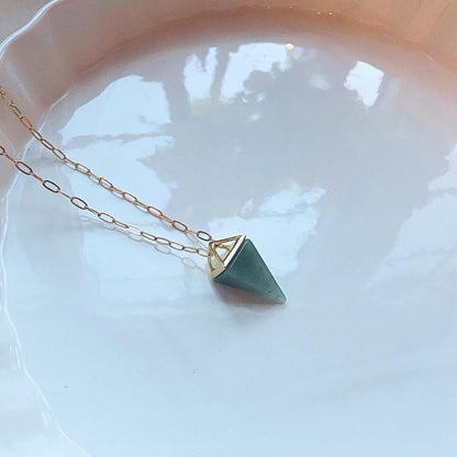 Green Aventurine Point-Pendant Necklace