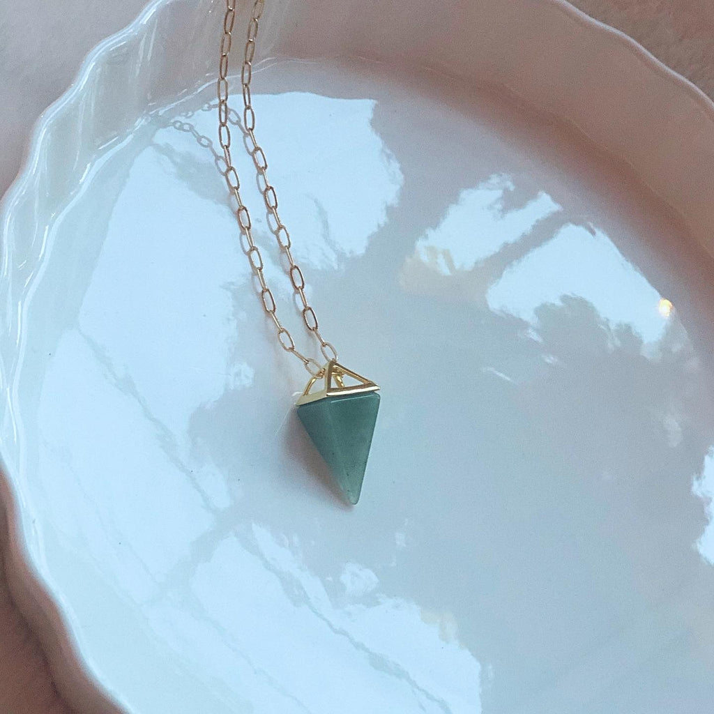 Green Aventurine Point-Pendant Necklace