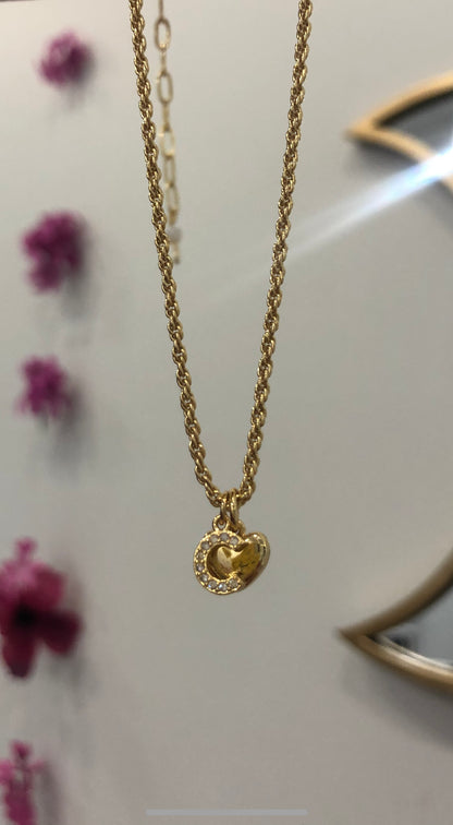 Rope Chain Heart Initial Necklace