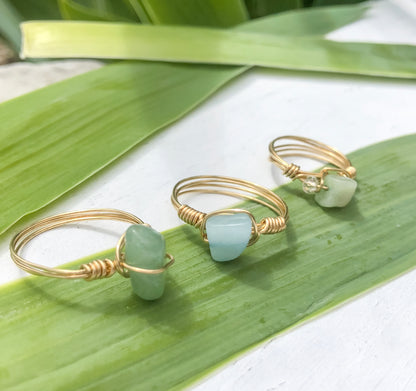 Healing Crystal Wire Rings