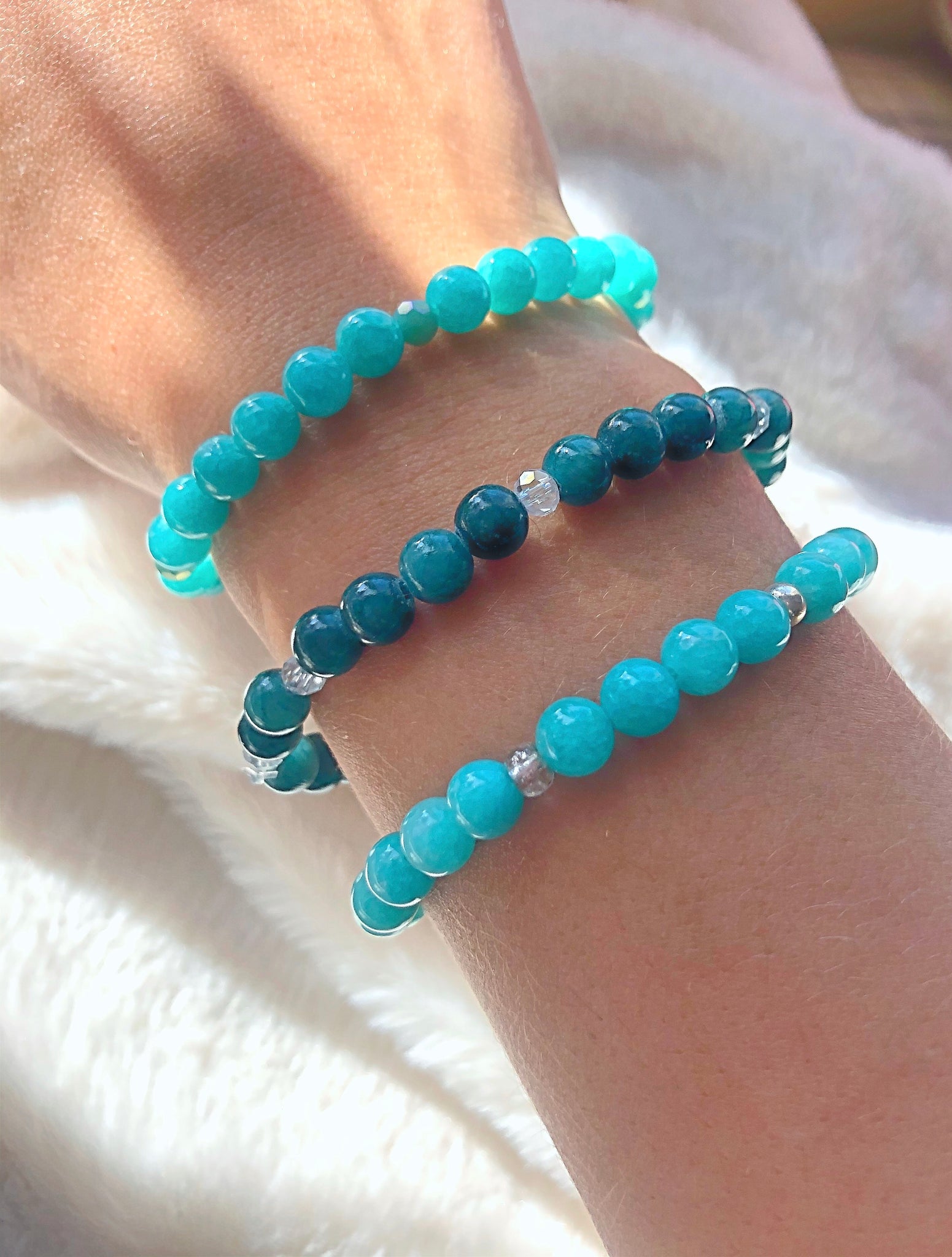 Crystal Beaded Bracelet- Amazonite