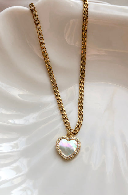 Mother of Pearl Heart Choker