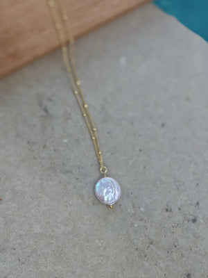 Natural Coin Pearl Drop Necklace
