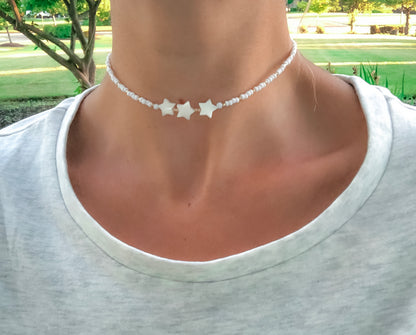 White Shell Star Choker