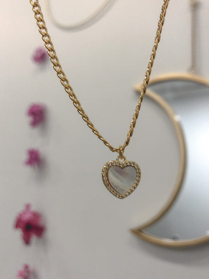 Mother of Pearl Heart Choker