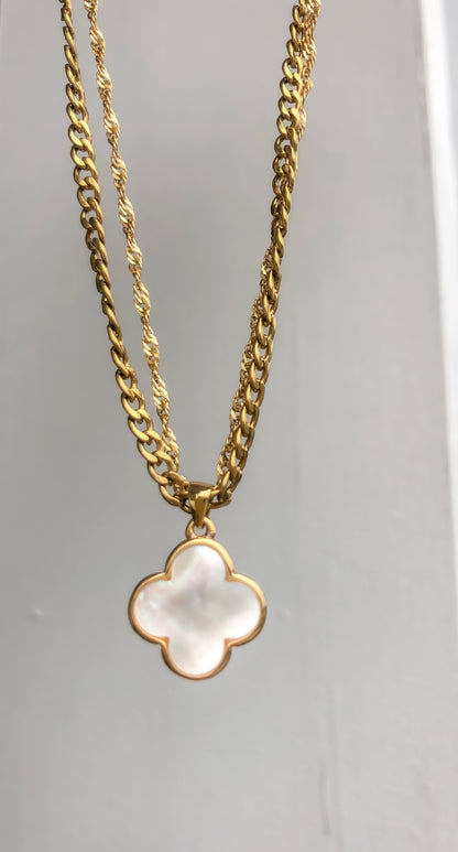 Mother of Pearl Clover Choker
