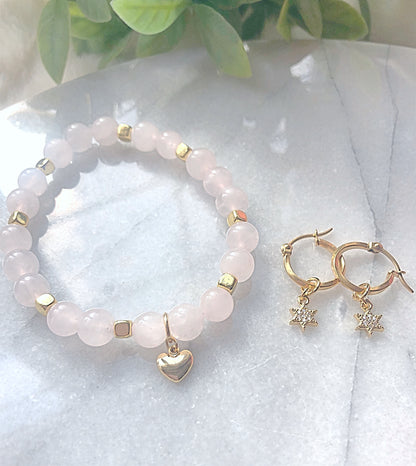 Rose Quartz Heart Bracelet